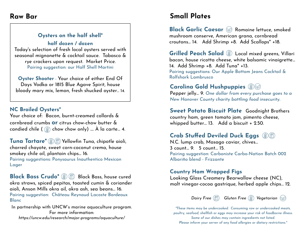 Fall Menu 2025 Rawbar &Small plates web version
