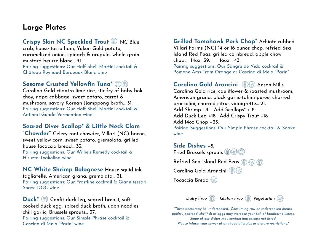 Winter 2025 Large Plates Menu