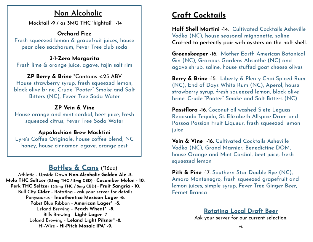 Spring Menu 2026 Revision 2, Cocktails